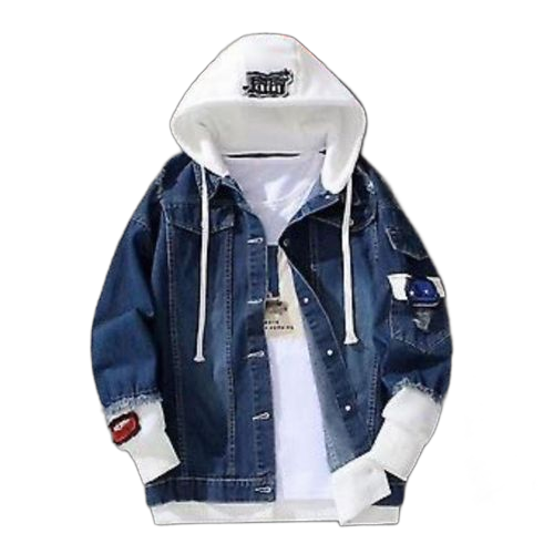 Veste homme streamer tendancebleu foncé col montant bouton printemps et automne