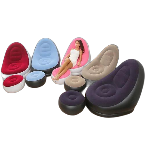 White label 01 fauteuil gonflable avec repose pied balcon canapé loisir + gonfleur