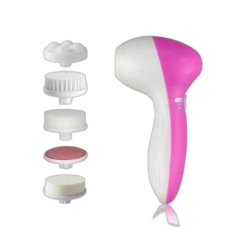White label appareil de massage et brosse pour visage 5 en 1 rose blanc