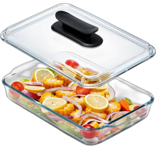 White label cocotte ovale en verre de 3 litrespasse au four rectangulaire