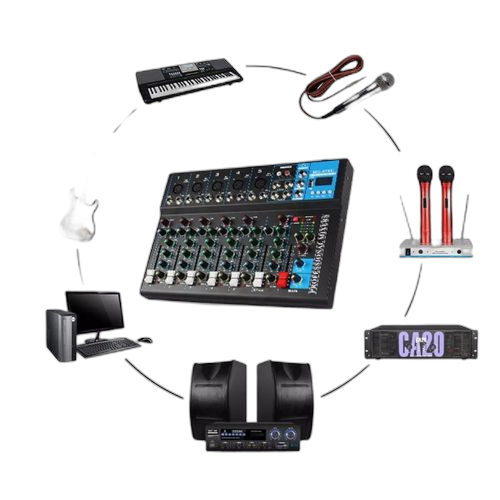 White label console de mixage audio professionnelle 7 canaux avec bluetooth