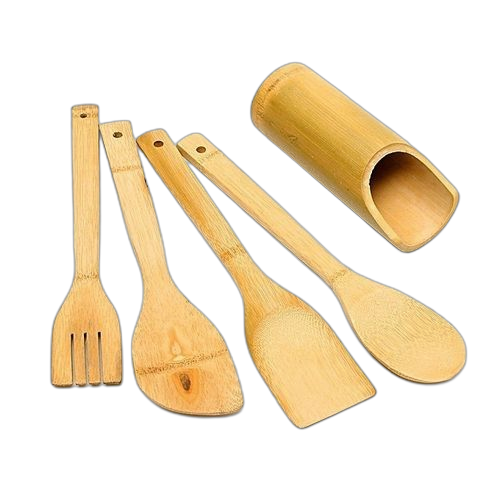 White label ensemble ustensiles de cuisine bois 5 pièces