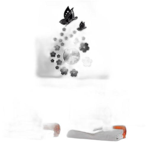 White label horloge fleur avec papillons noire80 x 53cm