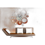 White label horloge marron miroir cercles taille large 80 x 80cm