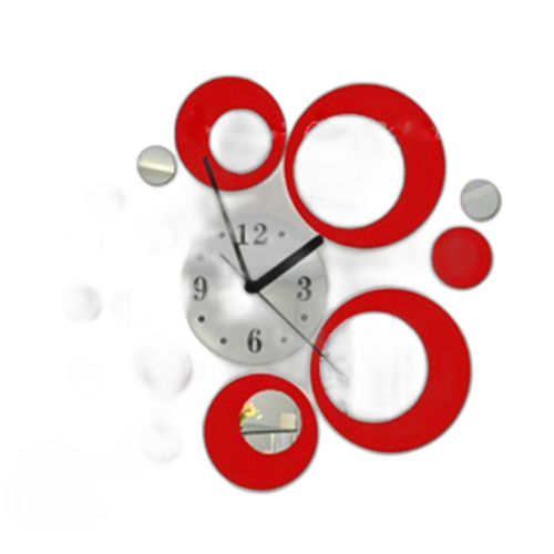 White label horloge rouge miroir cercles taille large 80 x 80cm