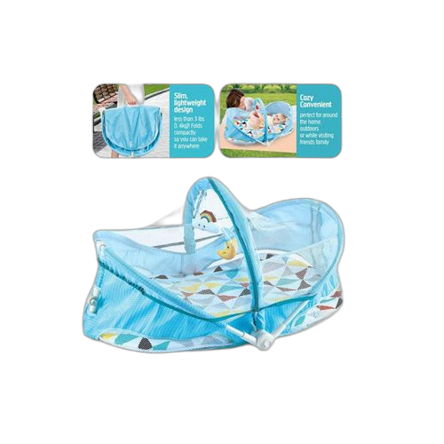 White label lit de bébé pliable portable – bleu