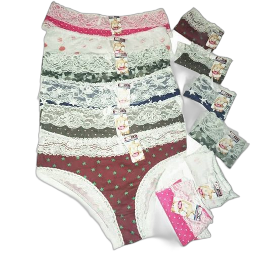 White label lot de 12 slips en coton multicolore