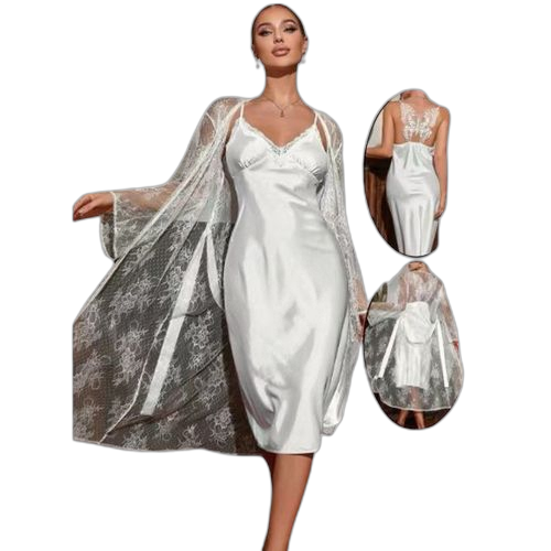 White label nuisette robe soie avec dentelle