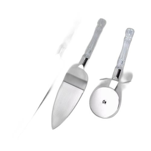 White label pelle, couteau et roulette a découpe pour gâteau en acier inoxydable outil de pâtisserie