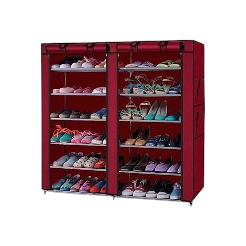 White label range chaussures double cabine 12 étagères rouge bordeaux 118*30*120 cm