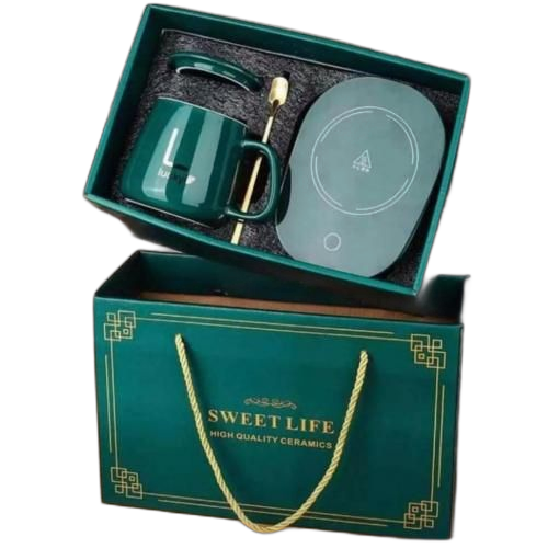 White label set tasse à café et plaque chauffante – vert