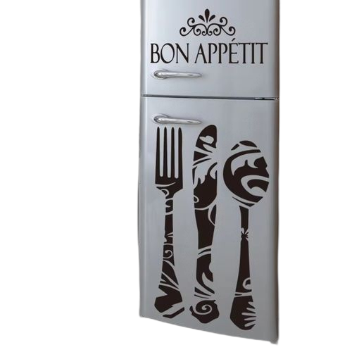 White label sticker bon appetit avec ustensiles