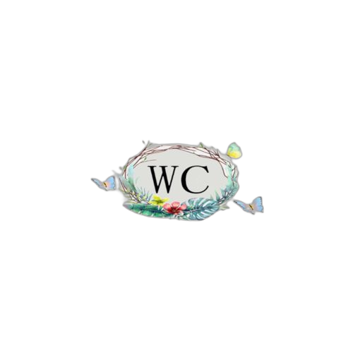White label sticker wc entouré de fleurs