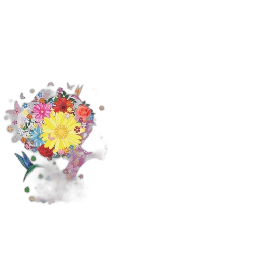 White label stickervisage femme avec des fleurs