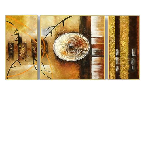 White label tableau 3 pièces abstrait noir doré