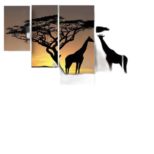 White label tableau 5 pièces paysage avec girafes