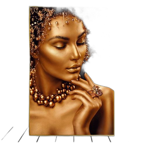 White label tableauvisage femme doré 60 x 90 cm