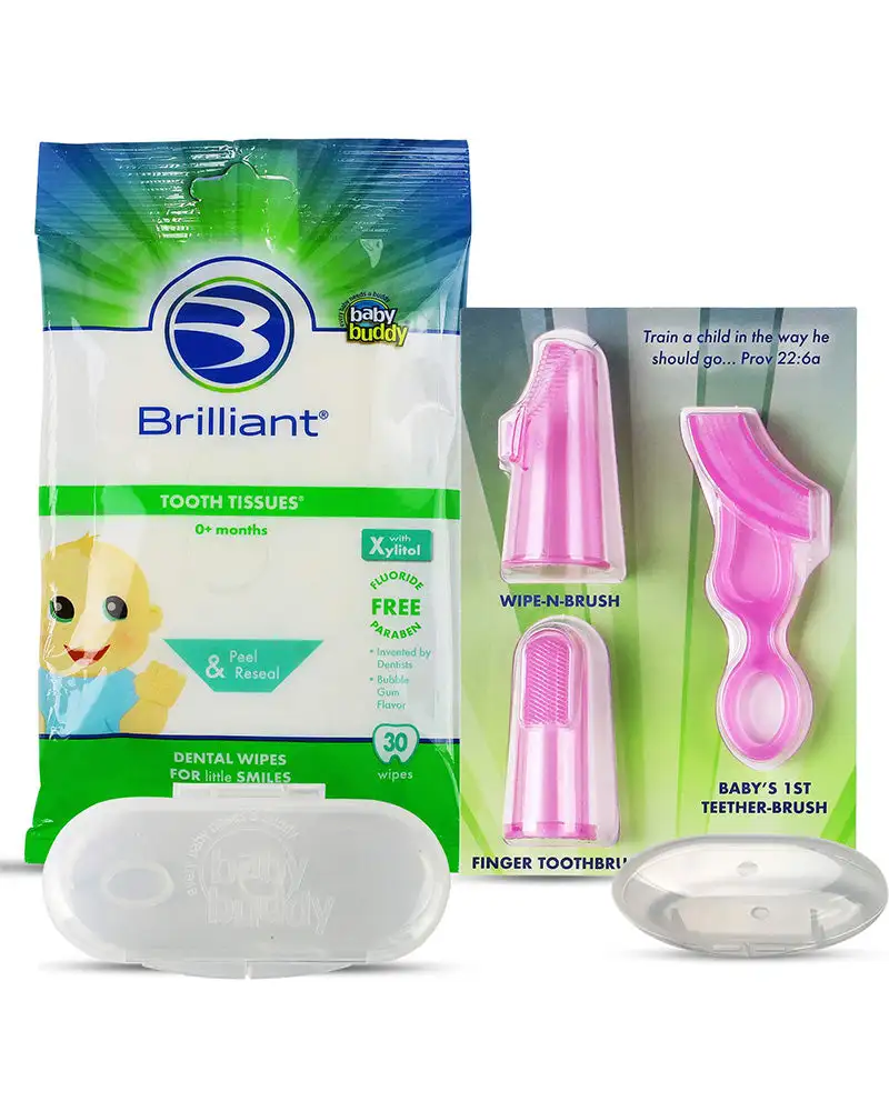 Kit dentaire brilliant pour nourrissons rose_2249. Bienvenue sur DIAYTAR COTE D'IVOIRE - Où l'Authenticité Rencontre le Confort. Plongez dans notre univers de produits qui allient tradition et commodité pour répondre à vos besoins.