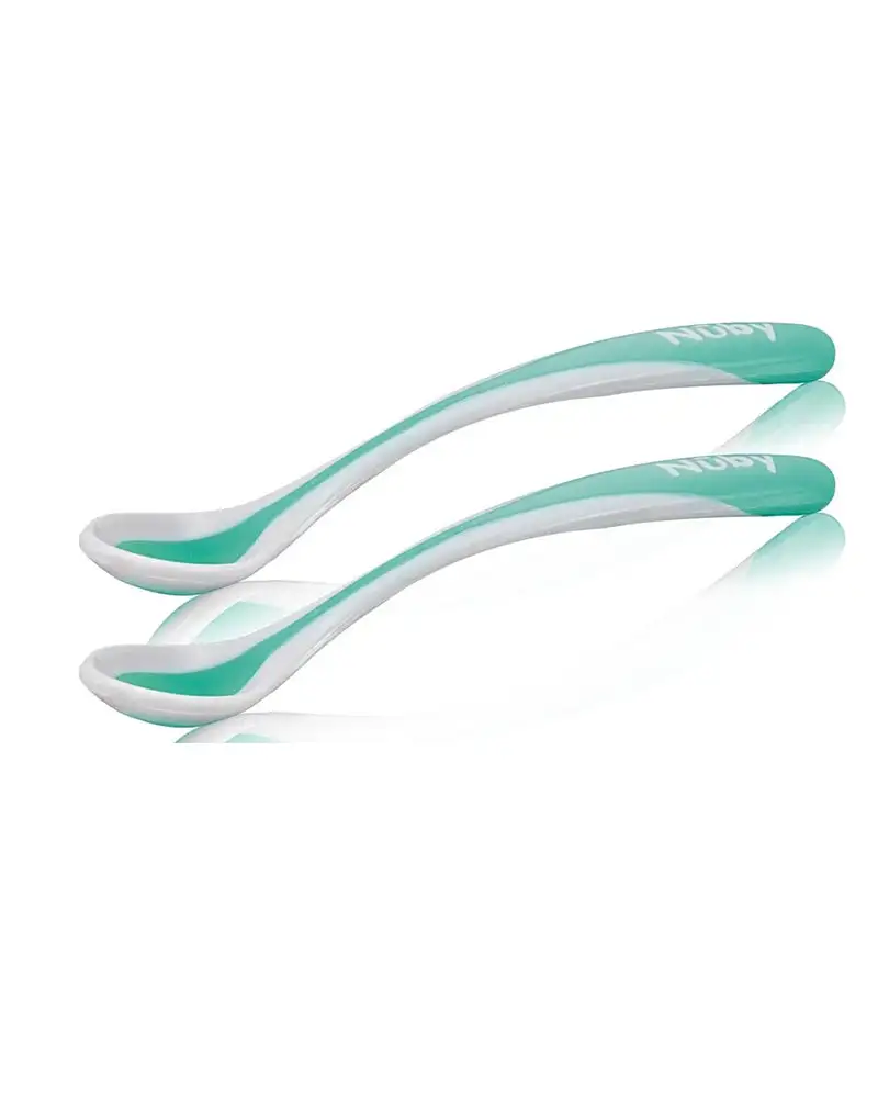 Lot de 2 cuilleres nuby thermosensibles avec bord doux 3m vert_8917. DIAYTAR COTE D'IVOIRE - Où Choisir est une Célébration. Découvrez notre sélection de produits qui représentent la diversité et la joie du Côte d'Ivoire, à chaque étape de votre vie.