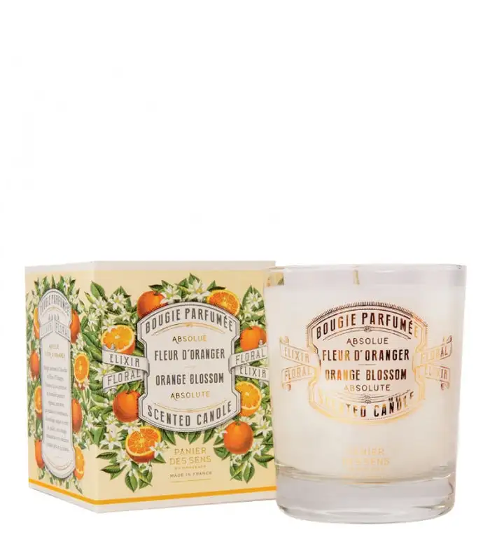 Panier des sens bougie parfumee fleur doranger 180g_7273. DIAYTAR COTE D'IVOIRE - Là où Chaque Produit a son Histoire. Découvrez notre gamme de produits, chacun portant en lui le récit de l'artisanat et de la passion, pour vous offrir une expérience de shopping authentique.