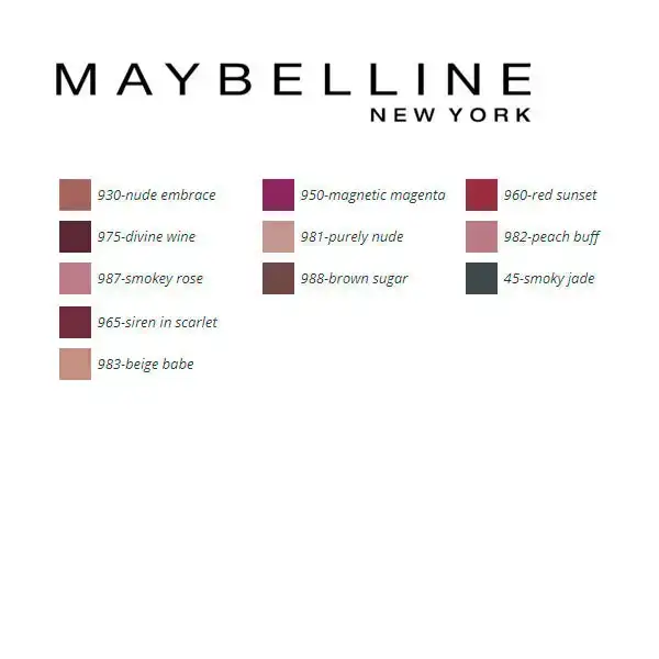Lipstick color sensational mattes maybelline_6011. DIAYTAR COTE D'IVOIRE - Votre Destination Shopping de Choix. Explorez notre boutique en ligne et découvrez des trésors qui reflètent votre style et votre passion pour l'authenticité.