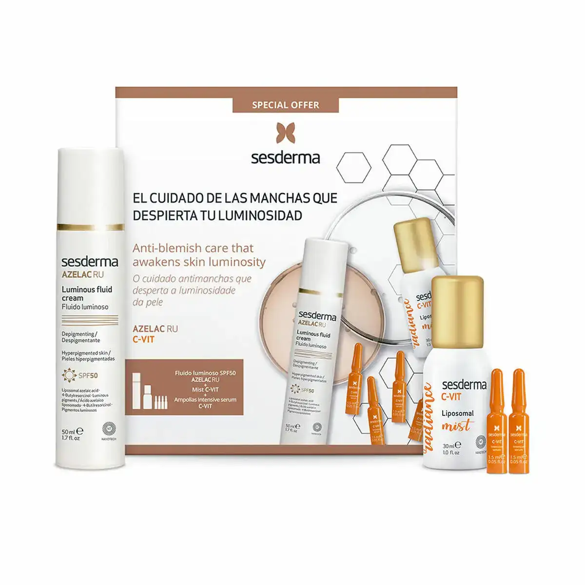 Set de cosmetique unisexe sesderma azelac ru luminous fluid 3 pieces_6827. DIAYTAR COTE D'IVOIRE - Votre Passage vers l'Élégance Accessible. Parcourez notre boutique en ligne pour trouver des produits qui vous permettent d'allier style et économies.