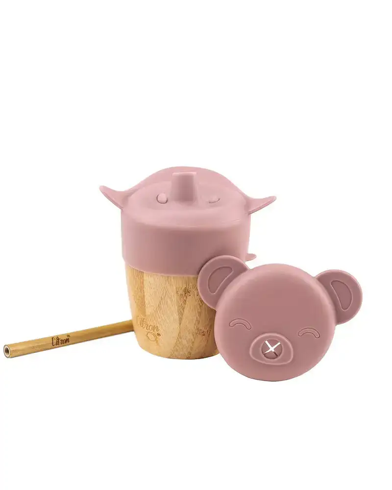 Tasse en bambou avec 2 couvercles en silicone rose pastel_2427. DIAYTAR COTE D'IVOIRE - Où Chaque Produit a sa Place. Parcourez notre catalogue et choisissez des articles qui s'intègrent parfaitement à votre style et à votre espace.