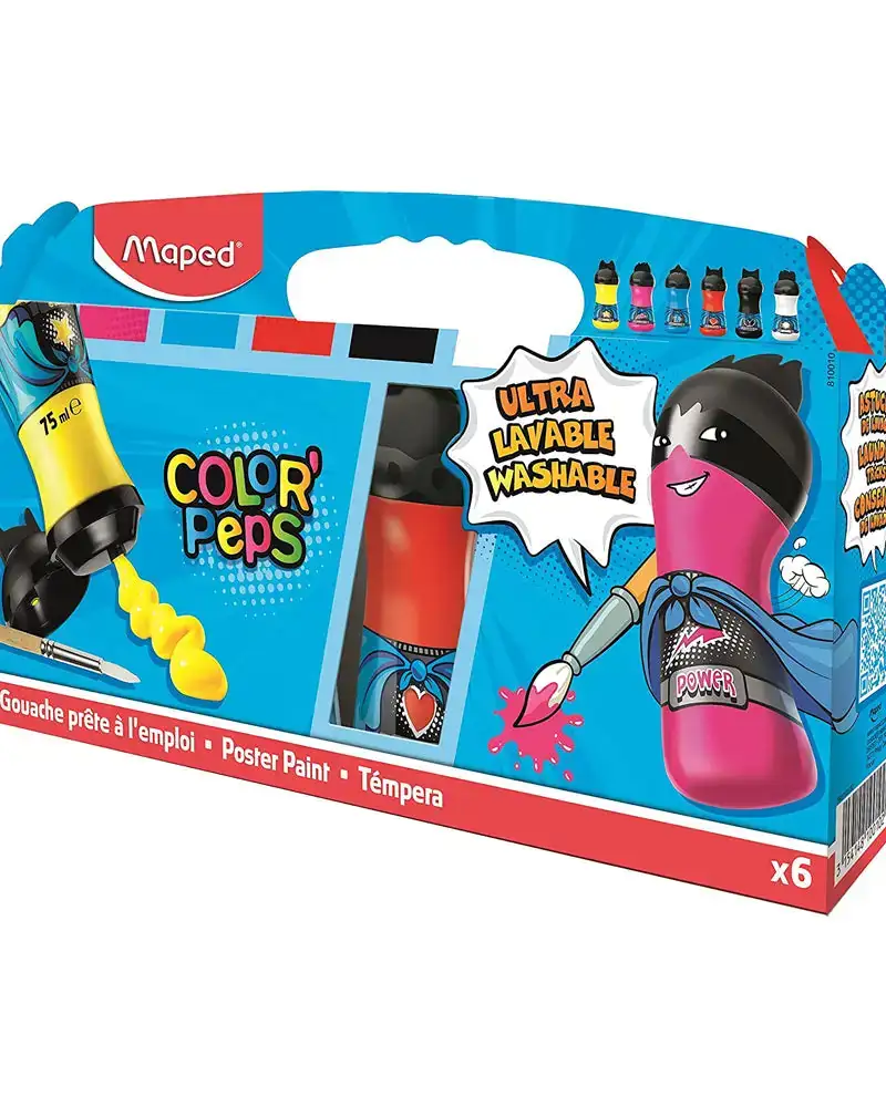 Maped gouaches color peps boite de 6 flacons 75ml_2289. DIAYTAR COTE D'IVOIRE - Votre Destination Shopping Authentique. Explorez notre boutique en ligne et découvrez des trésors qui reflètent l'âme du Côte d'Ivoire, pour une expérience shopping unique.