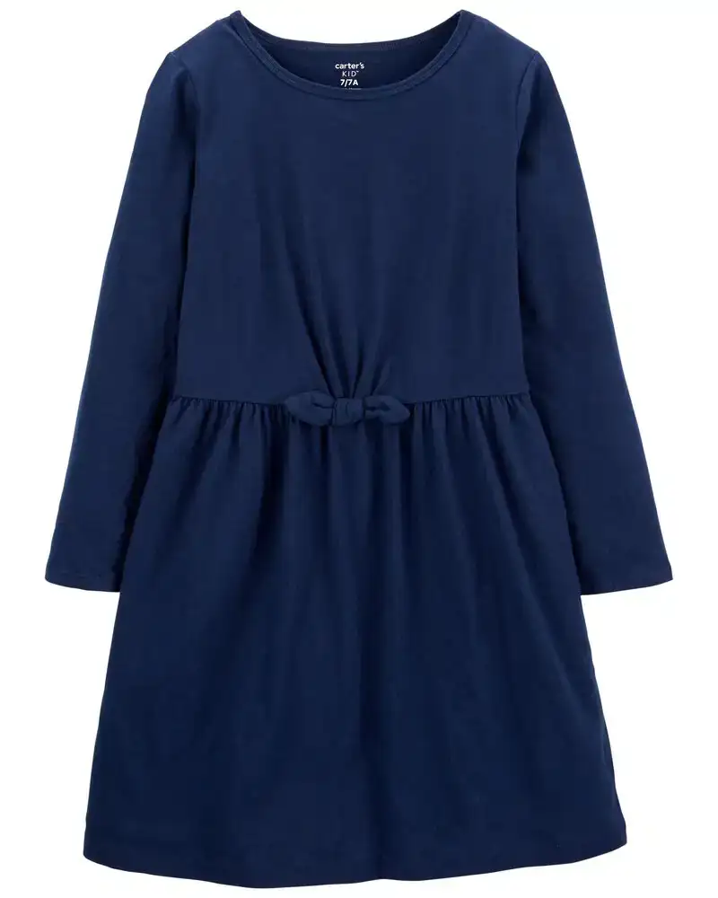 Robe en coton a manches longues bleu marine_7224. DIAYTAR COTE D'IVOIRE - Où la Qualité est Notre Engagement. Explorez notre boutique en ligne pour découvrir des produits conçus pour vous apporter satisfaction et plaisir.