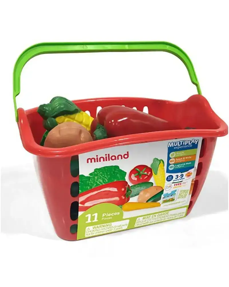Panier de 11 legumes miniland_9850. DIAYTAR COTE D'IVOIRE - L'Art de Choisir, l'Art de S'émerveiller. Explorez notre gamme de produits et laissez-vous émerveiller par des créations authentiques et des designs modernes.