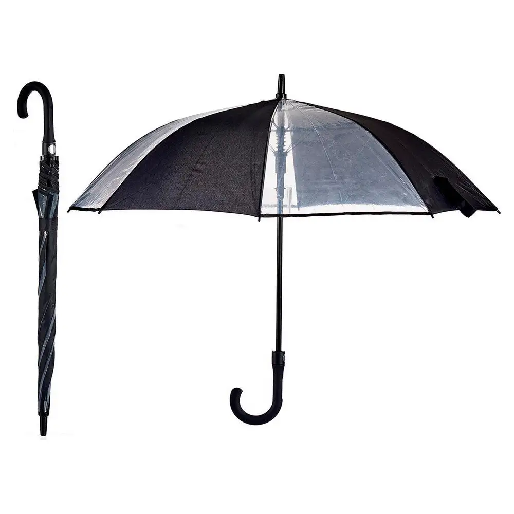 Parapluie noir transparent toile metallique plastique 96 x 96 x 845 cm_9470. DIAYTAR COTE D'IVOIRE - Où Chaque Produit a sa Place. Parcourez notre catalogue et choisissez des articles qui s'intègrent parfaitement à votre style et à votre espace.