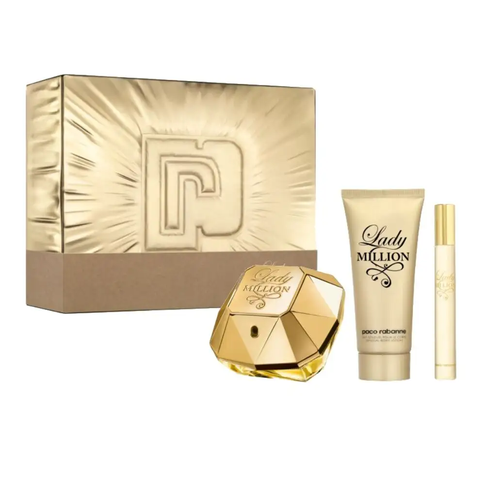 Set de parfum femme paco rabanne lady million 3 pcs 1_8363. DIAYTAR COTE D'IVOIRE - Où Choisir est une Célébration. Découvrez notre sélection de produits qui représentent la diversité et la joie du Côte d'Ivoire, à chaque étape de votre vie.