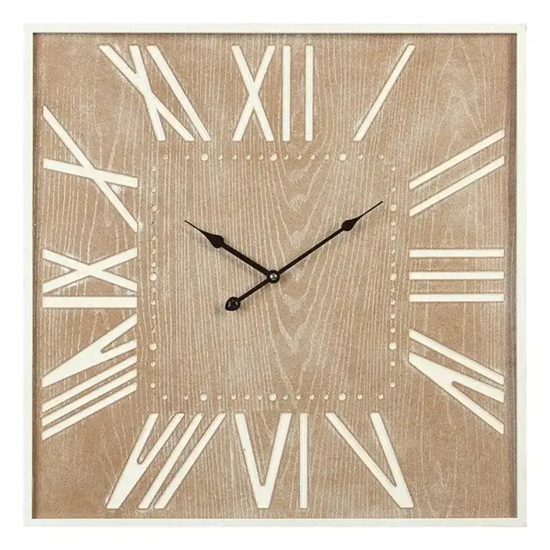 Horloge murale carree marron 60 x 60 x 5 cm_3773. Bienvenue chez DIAYTAR COTE D'IVOIRE - Où Choisir est un Voyage. Plongez dans notre plateforme en ligne pour trouver des produits qui ajoutent de la couleur et de la texture à votre quotidien.