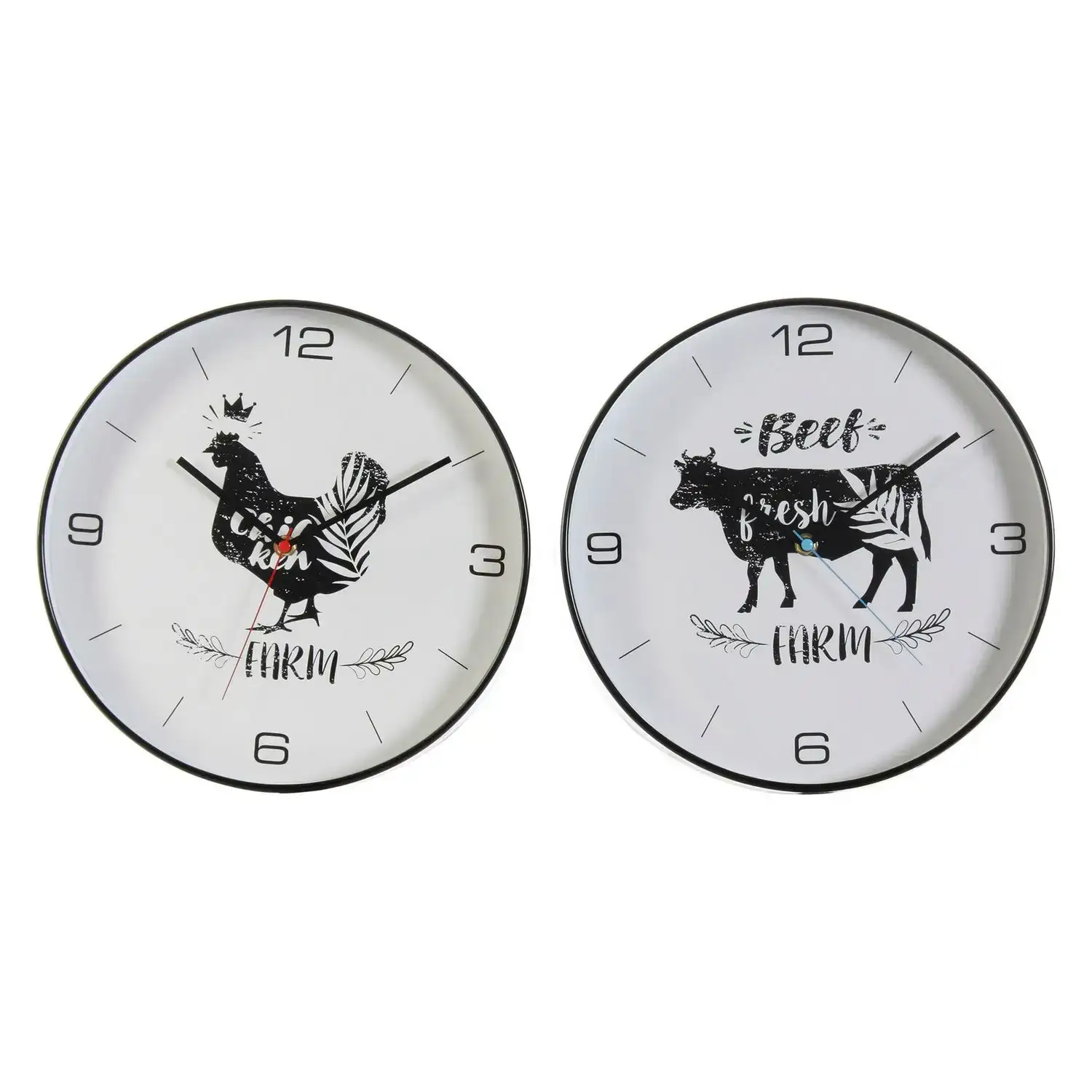 Horloge murale dkd home decor animaux blanc noir pvc 2 pcs 30 x 5 x 30 cm_6311. DIAYTAR COTE D'IVOIRE - Là où Choisir est une Célébration de l'Artisanat. Explorez notre gamme variée et choisissez des produits qui incarnent la tradition et le talent des artisans du Côte d'Ivoire.