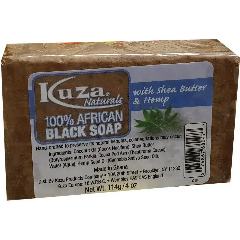 Kuza naturals savon noir 100 africain avec beurre de karite et chanvre 4oz_5993. DIAYTAR COTE D'IVOIRE - Où Choisir est un Acte d'Amour pour le Côte d'Ivoire. Explorez notre boutique en ligne et choisissez des articles qui célèbrent la culture et l'artisanat du pays.