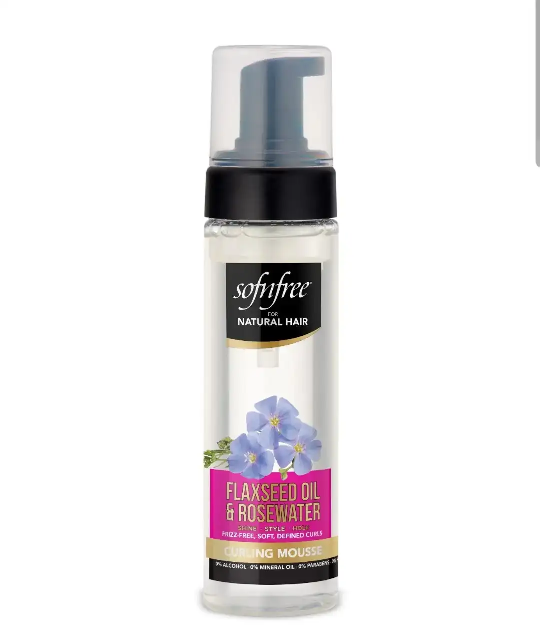 Sofnfree for Natural Hair Curling Mousse à l'huile de lin et à l'eau de rose 6,76 oz. Boutique de cosmétiques au Côte d'Ivoire