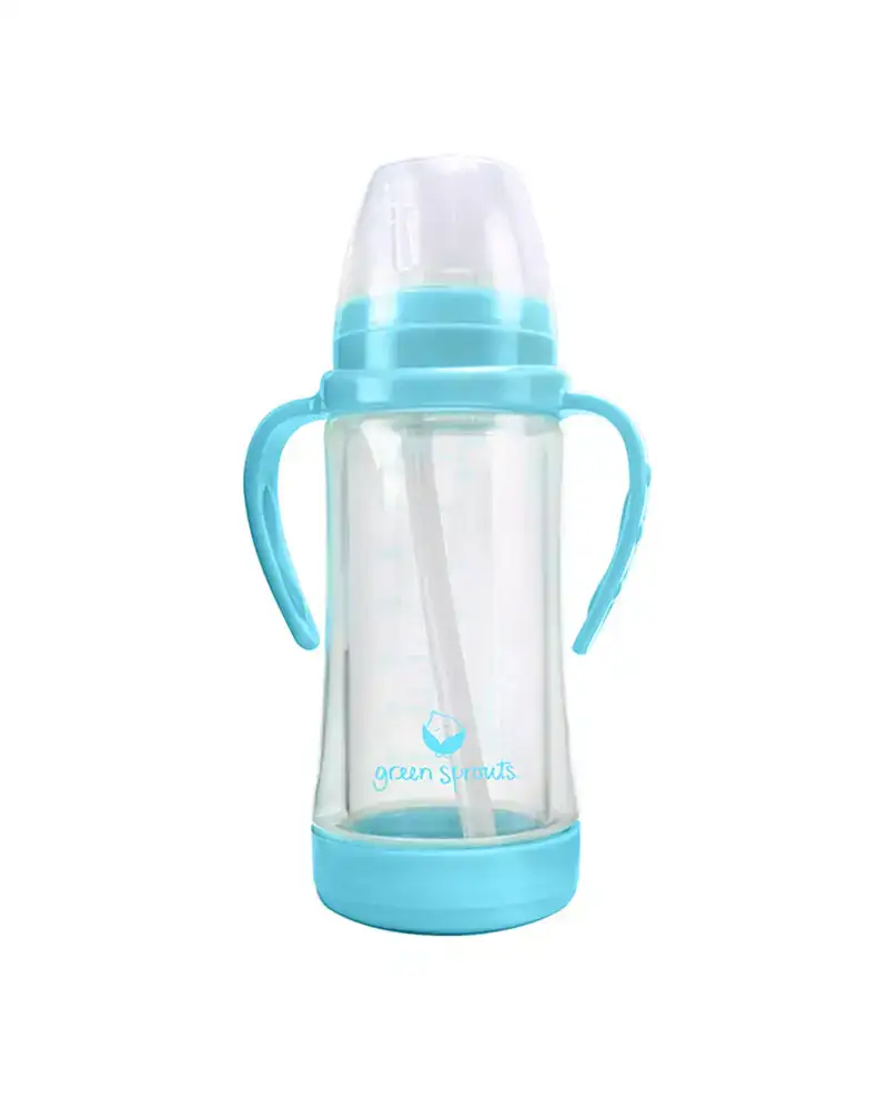 Gourde en verre a paille bleu 236ml green sprouts_2760. DIAYTAR COTE D'IVOIRE - Votre Escale Shopping incontournable. Explorez notre boutique en ligne et dénichez des trésors qui reflètent la richesse culturelle et la modernité du Côte d'Ivoire.