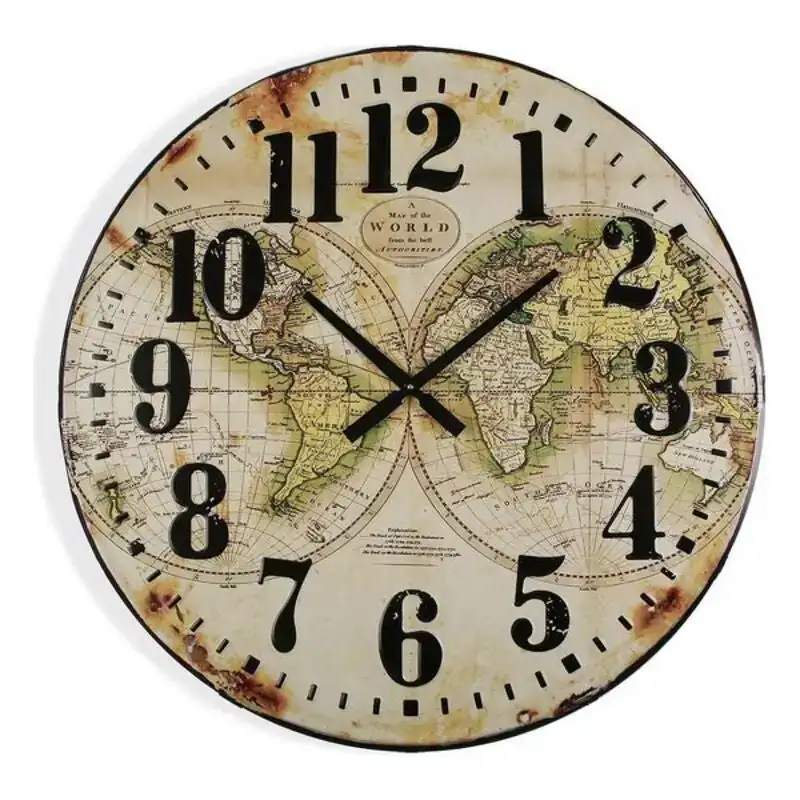 Horloge murale versa map world bois mdf 80 x 6 x 80 cm_5669. DIAYTAR COTE D'IVOIRE - L'Art de Vivre le Shopping Inspiré. Parcourez notre catalogue et choisissez des produits qui reflètent votre passion pour la beauté et l'authenticité.