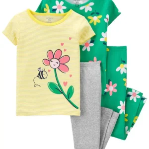 Pyjama 4 pieces 100 coton fleurs_8469. DIAYTAR COTE D'IVOIRE - L'Art de Vivre l'Excellence au Quotidien. Explorez notre gamme et choisissez des produits qui ajoutent une note de prestige à votre vie.