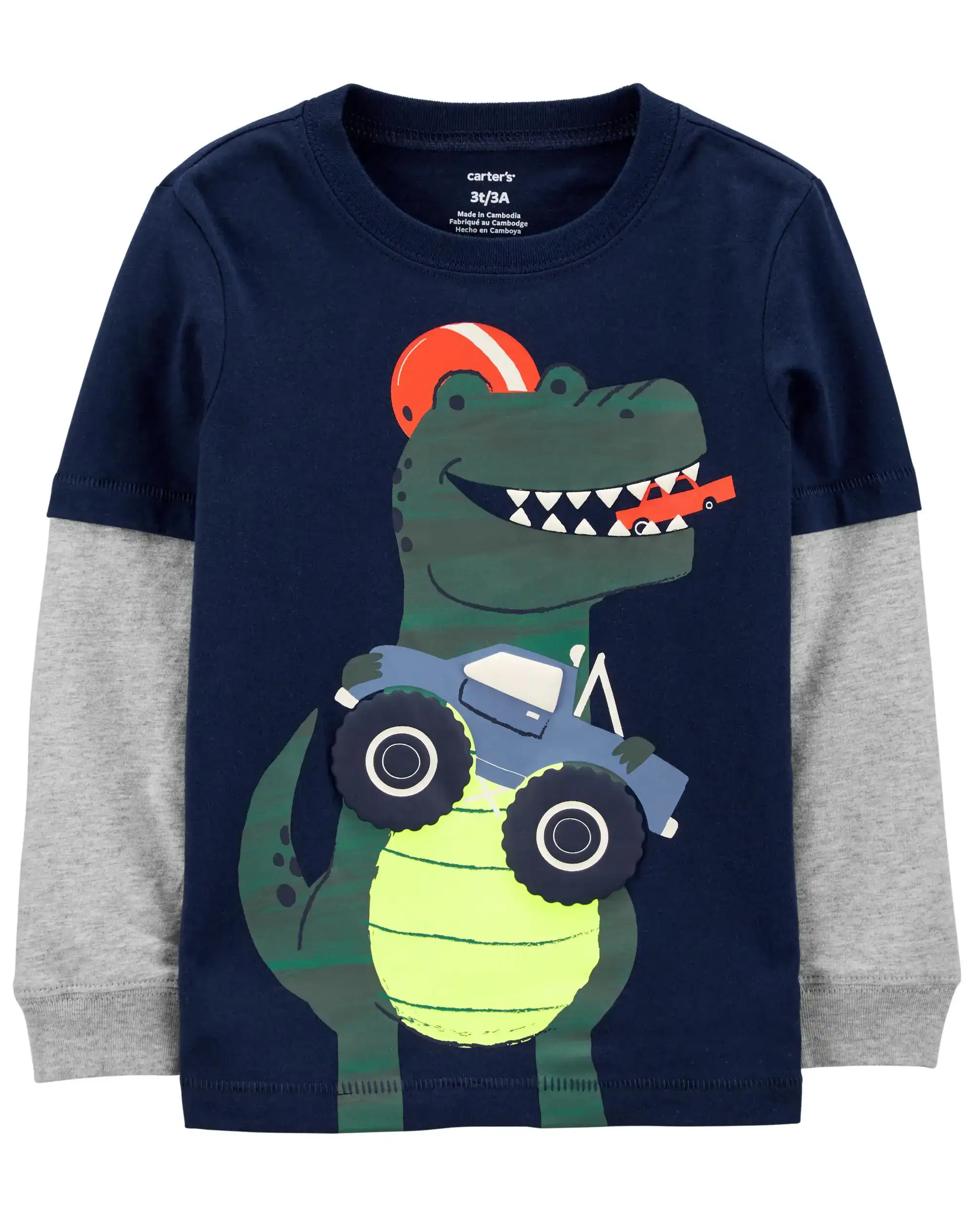 T shirt en jersey dinosaure bleu marine_9688. DIAYTAR COTE D'IVOIRE - Là où Chaque Achat a du Sens. Explorez notre gamme et choisissez des produits qui racontent une histoire, votre histoire.
