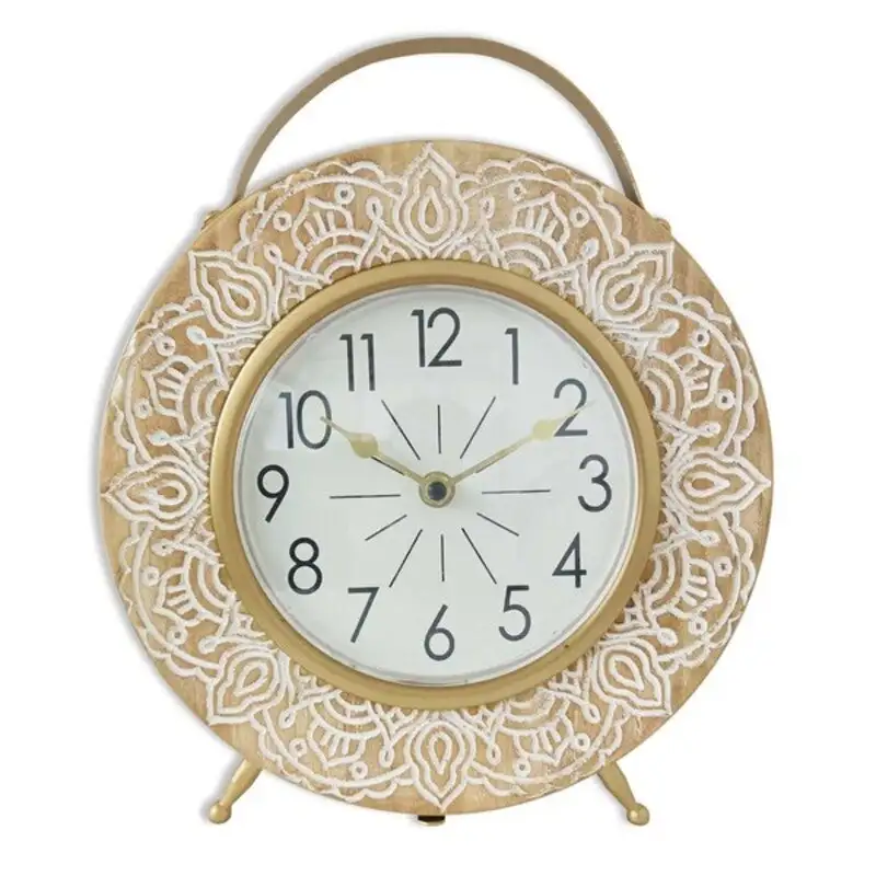 Horloge de table versa mandala mdf wood 85 x 255 x 295 cm_5060. DIAYTAR COTE D'IVOIRE - Où l'Élégance Rencontré l'Accessibilité. Parcourez notre catalogue et trouvez des produits qui apportent une touche de sophistication à votre vie quotidienne sans compromettre votre budget.