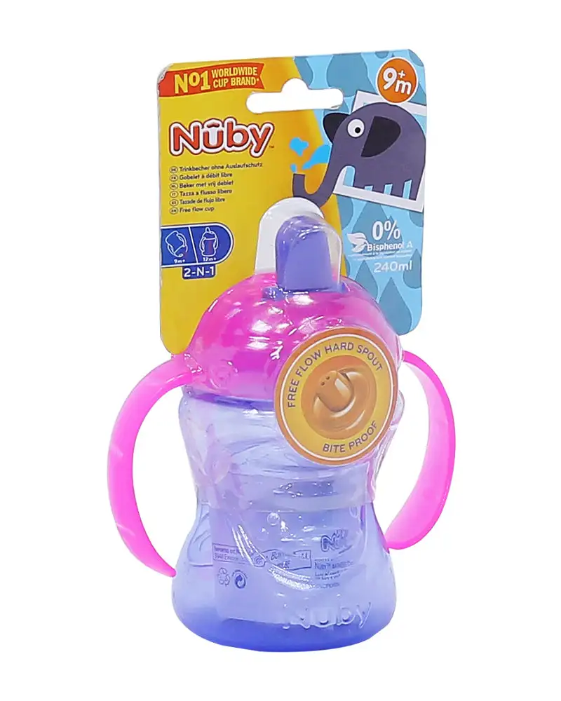 Gourde a bec nuby free flow 2n1 240ml 9m mauve_7037. DIAYTAR COTE D'IVOIRE - Votre Destination Shopping Incontournable. Parcourez nos rayons virtuels et trouvez des articles qui répondent à tous vos besoins, du quotidien à l'exceptionnel.