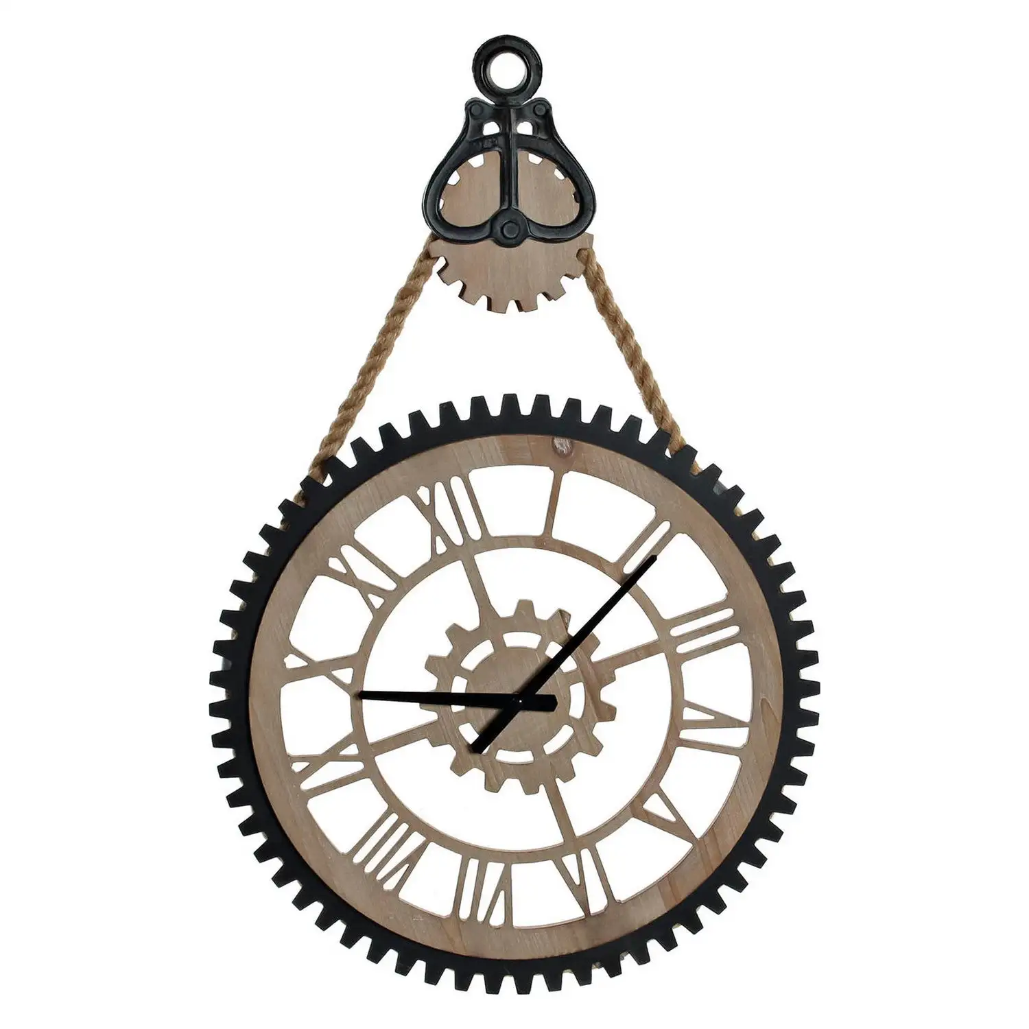 Horloge murale dkd home decor industriel fer noir mdf bois 52 x 75 x 80 cm_1616. DIAYTAR COTE D'IVOIRE - Votre Plateforme pour un Shopping Inspiré. Explorez nos offres variées et découvrez des articles qui stimulent votre créativité et embellissent votre vie.