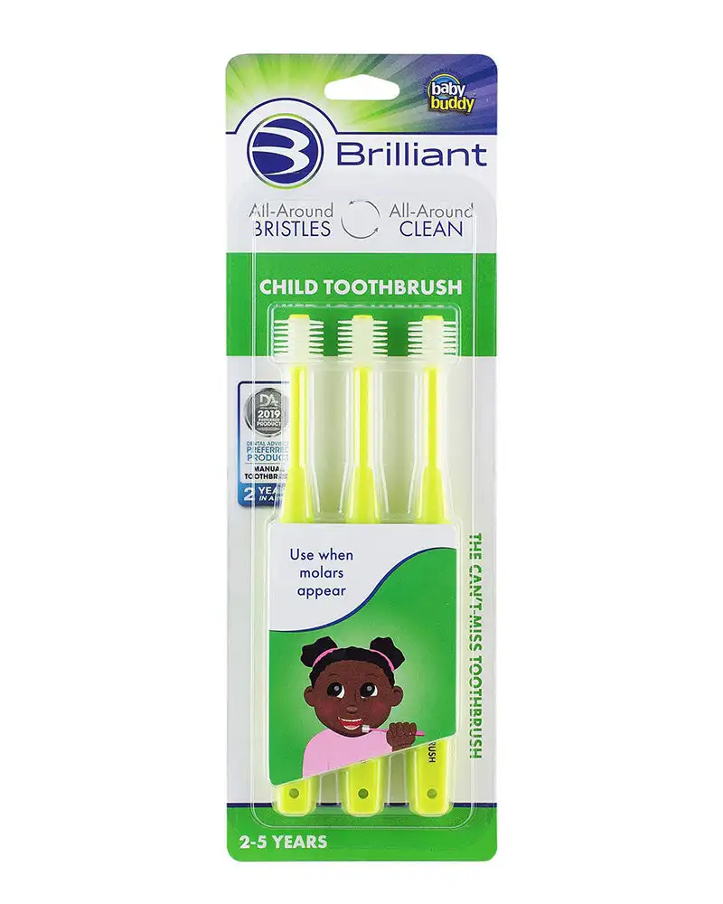 Brosse a dents brilliant 3 pack jaune 2 5ans_4782. DIAYTAR COTE D'IVOIRE - L'Art de Vivre en Couleurs. Découvrez notre boutique en ligne et trouvez des produits qui ajoutent une palette vibrante à votre quotidien.