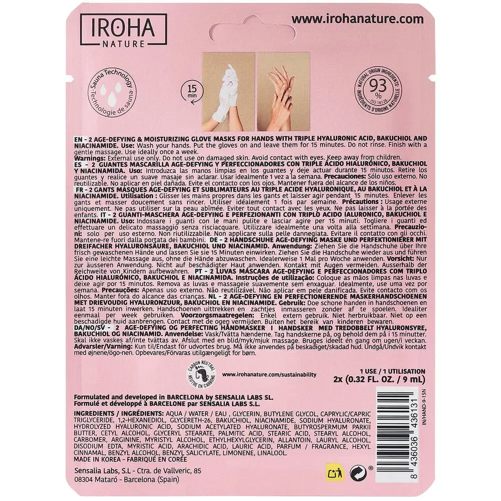 Masque mains iroha acide hyaluronique anti age 9 ml_1534. DIAYTAR COTE D'IVOIRE - L'Essence de la Tradition et de la Modernité réunies. Explorez notre plateforme en ligne pour trouver des produits authentiques du Côte d'Ivoire, tout en découvrant les dernières tendances du monde moderne.