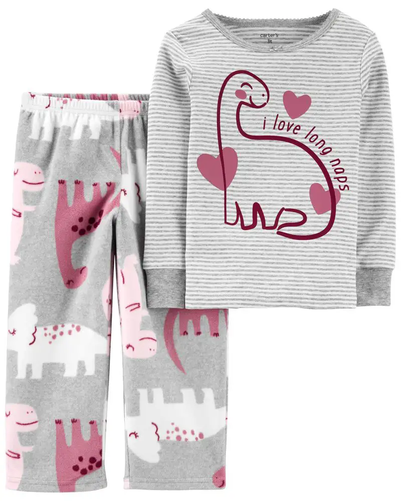 Pyjama 2 pieces en coton polaire dino coeur_8296. DIAYTAR COTE D'IVOIRE - Où Chaque Produit a son Histoire à Raconter. Parcourez notre catalogue et découvrez des articles qui portent en eux la passion et l'histoire du Côte d'Ivoire.