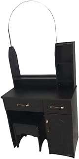 Coiffeuse en forme de u avec miroir et tabouret (marron foncé). Bienvenue chez DIAYTAR COTE D'IVOIRE, votre destination de choix pour dénicher des bonnes affaires en ligne. Explorez notre sélection de produits discount allant des indispensables de la maison aux dernières nouveautés informatiques et mode, et profitez de notre engagement à vous offrir des prix compétitifs.