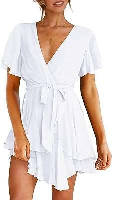 Robe d'été courte de couleur unie à col en v pour femme. Faites des économies avec DIAYTAR COTE D'IVOIRE, votre boutique en ligne discount préférée. Parcourez notre sélection complète d'articles allant des équipements électroménagers aux produits informatiques en passant par la mode et les gadgets. Profitez de nos promotions régulières et découvrez des prix incroyables sans jamais sacrifier la qualité.