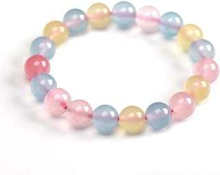 Bracelets de perles de couleur calcédoine morganite de qualité pour femmes pierre ronde