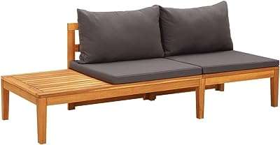 Banc de jardin en bois d'acacia massif vidaxl avec table et coussins taupe pour terrasse